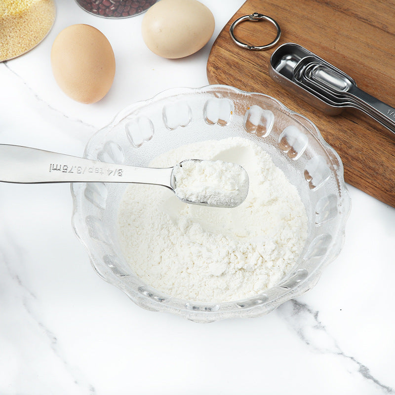 Square Measuring Spoon 6-piece Set With Scale Baking Measuring Spoon Set Stainless Steel Cooking Spoon