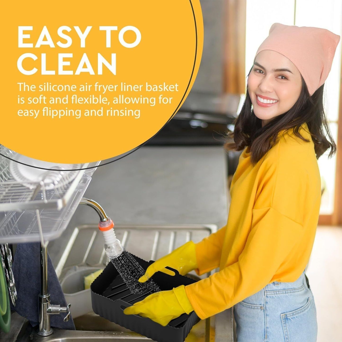 2 PCS Air Fryer Silica Gel Baking Pan Dual Basket Liner Handle Baking Oven New